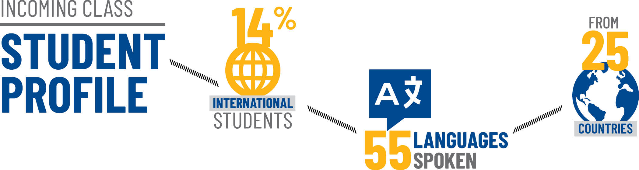 14% international students, 55 languages spoken, from 25 countries