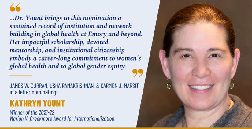 2022 Emory International Awards Dr. Kathryn Yount