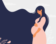Pregnant woman on floral background