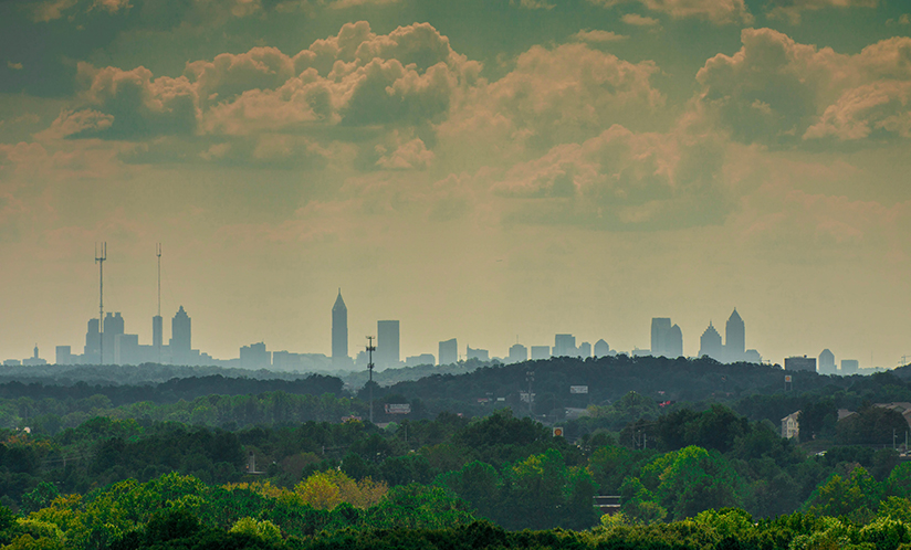 Hazy Atlanta skyline