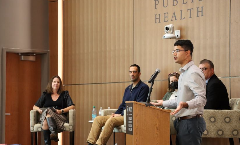 Panelists and Dean Fallin at the "What's Next in Public Health" event.