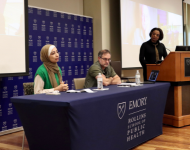 Panelists speak at Rollins School of Public Health