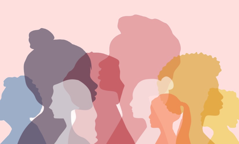 Multicolored silhouettes of women