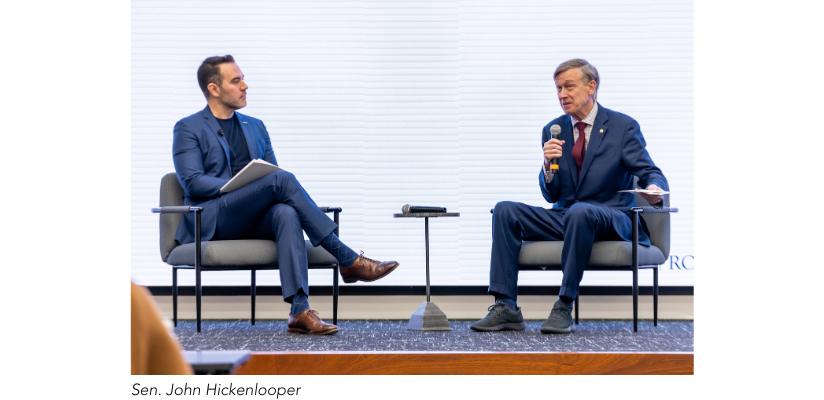 Sen. John Hickenlooper speaking at the Gallup survey release event