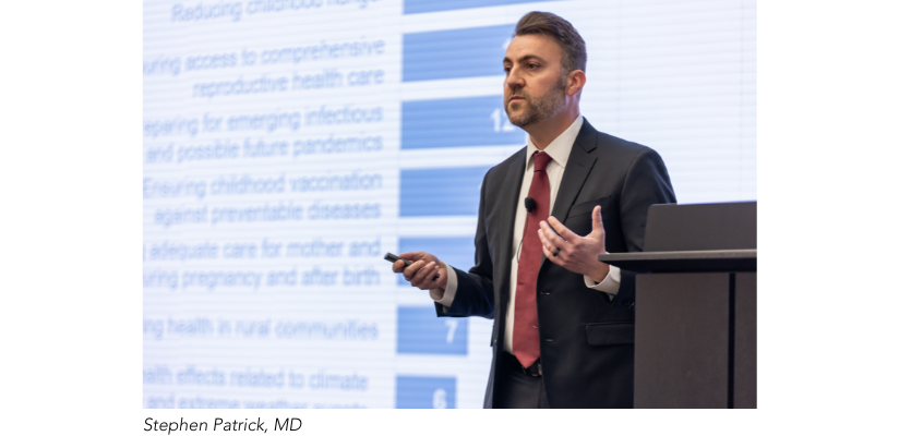 Stephen Patrick, MD, speaking at the survey release event