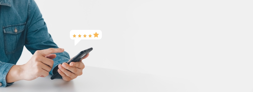 man taking survey on phone