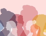 Multicolored silhouettes of women