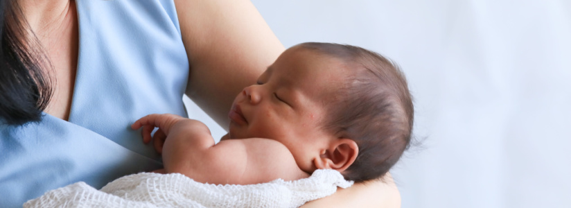 Mom holding baby