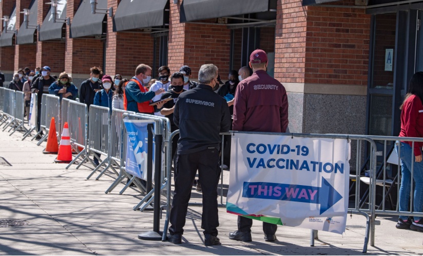 Lining up for a community COVID-19 vaccination clinic in NYC.