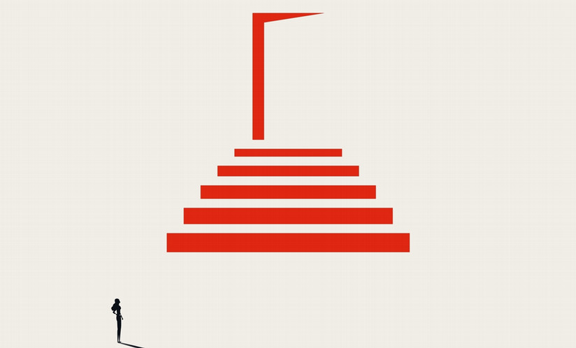 illustration of a person at an open door