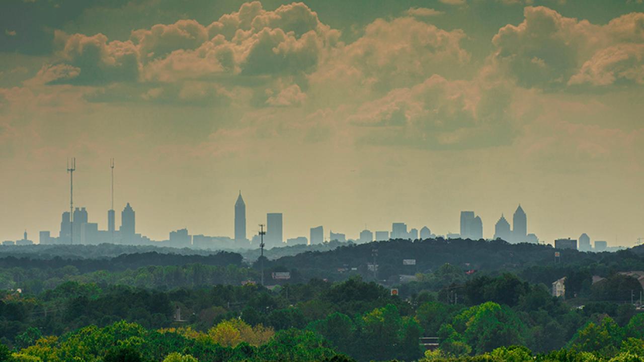 Hazy Atlanta skyline