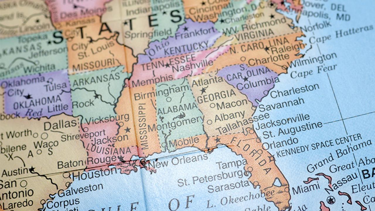 Map of US South