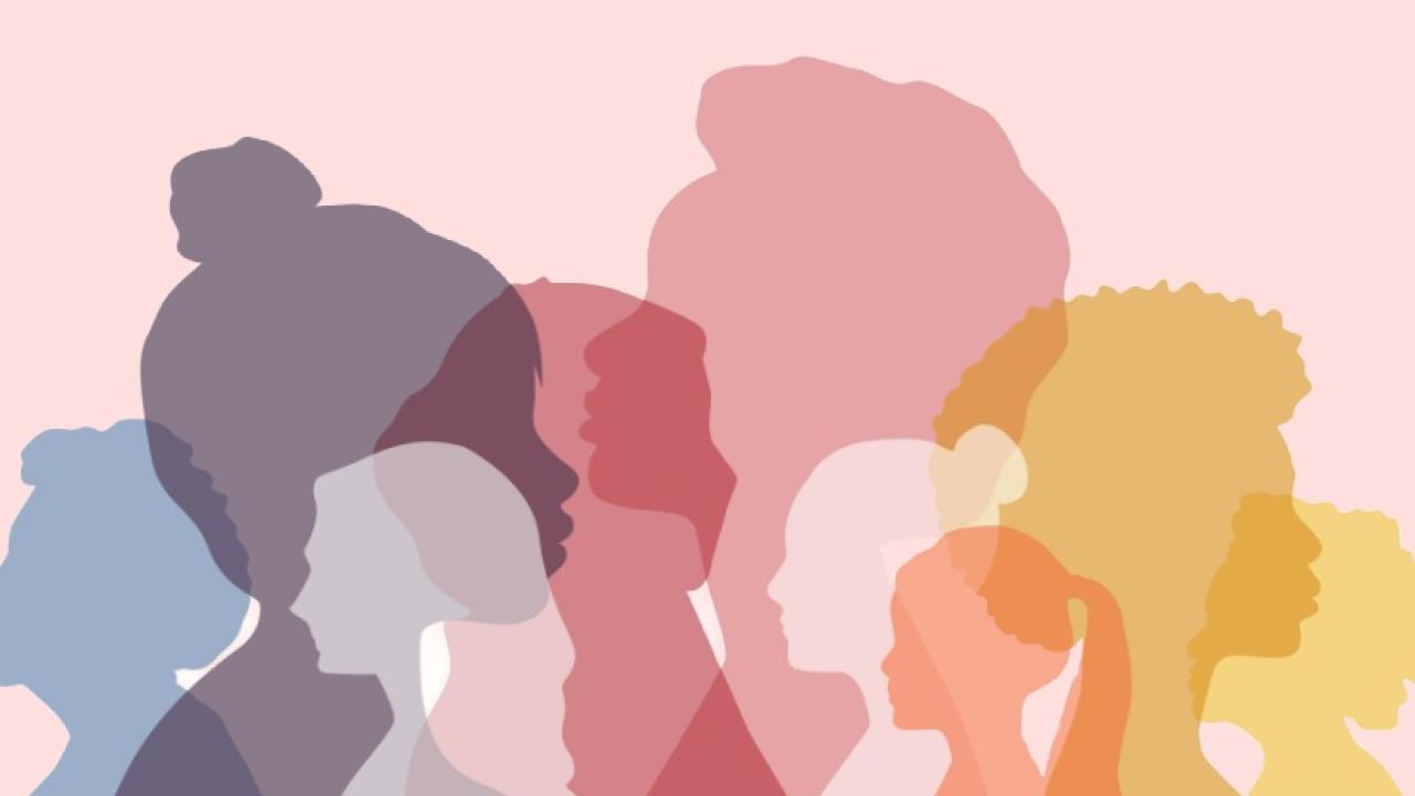Multicolored silhouettes of women