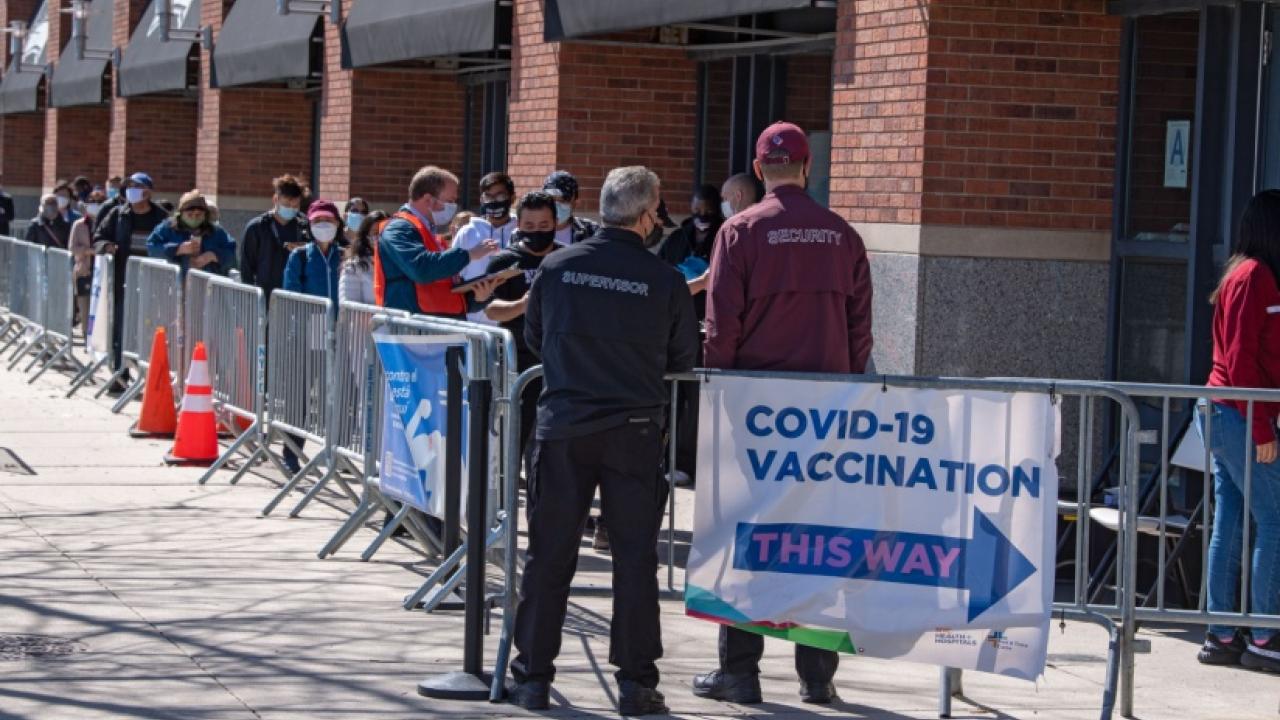 Lining up for a community COVID-19 vaccination clinic in NYC.
